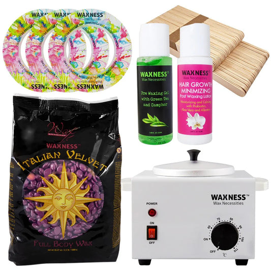 WAXNESS Italian Velvet Stripless Waxing Kit with 2.2lb Bag