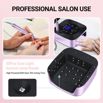 MelodySusie X2-2 in 1 Nail Lamp with Nail Drill 30,000 RPM