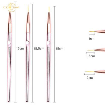 Rose Gold Art Brush Set 3Pcs